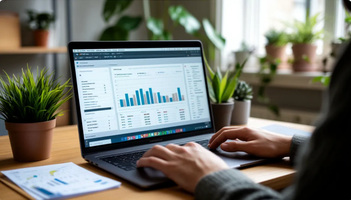 Persona trabajando con modelos de datos en un ordenador portátil