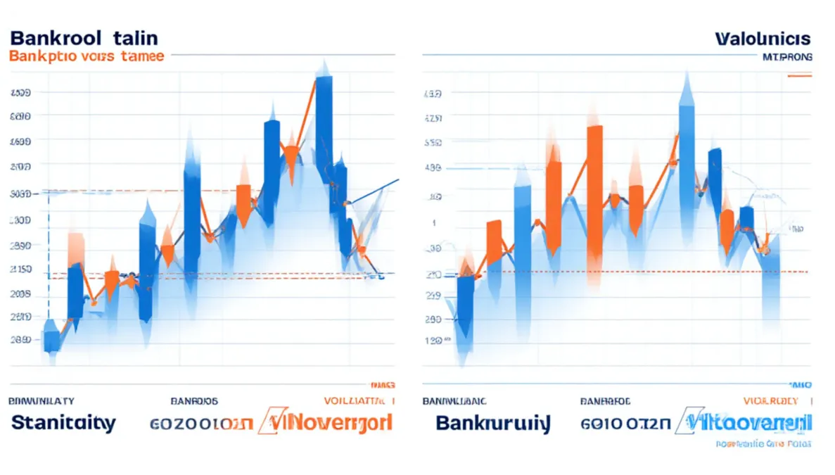 Gráfico comparando la volatilidad del bankroll entre flat staking y staking variable