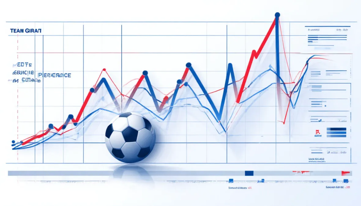 Gráfico de líneas mostrando la evolución del rendimiento de un equipo de fútbol