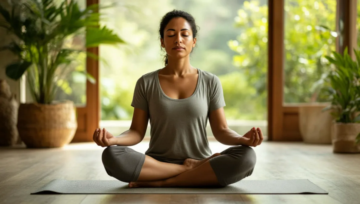 Persona practicando técnicas de control emocional y respiración