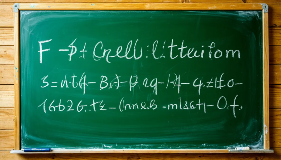 Pizarra con fórmula matemática del criterio de Kelly escrita en tiza