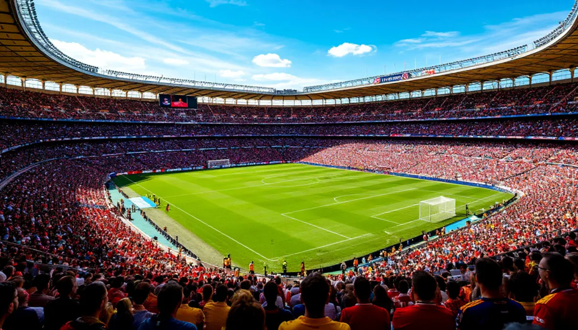 Estadio de fútbol español durante un partido de LaLiga