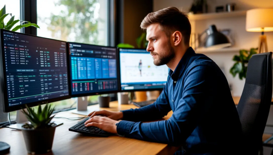 Apostador profesional analizando datos en su espacio de trabajo