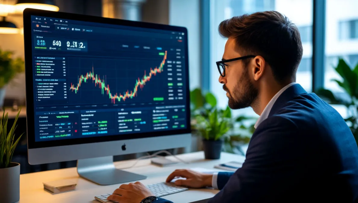 Analista observando datos de fútbol en una pantalla con patrones destacados