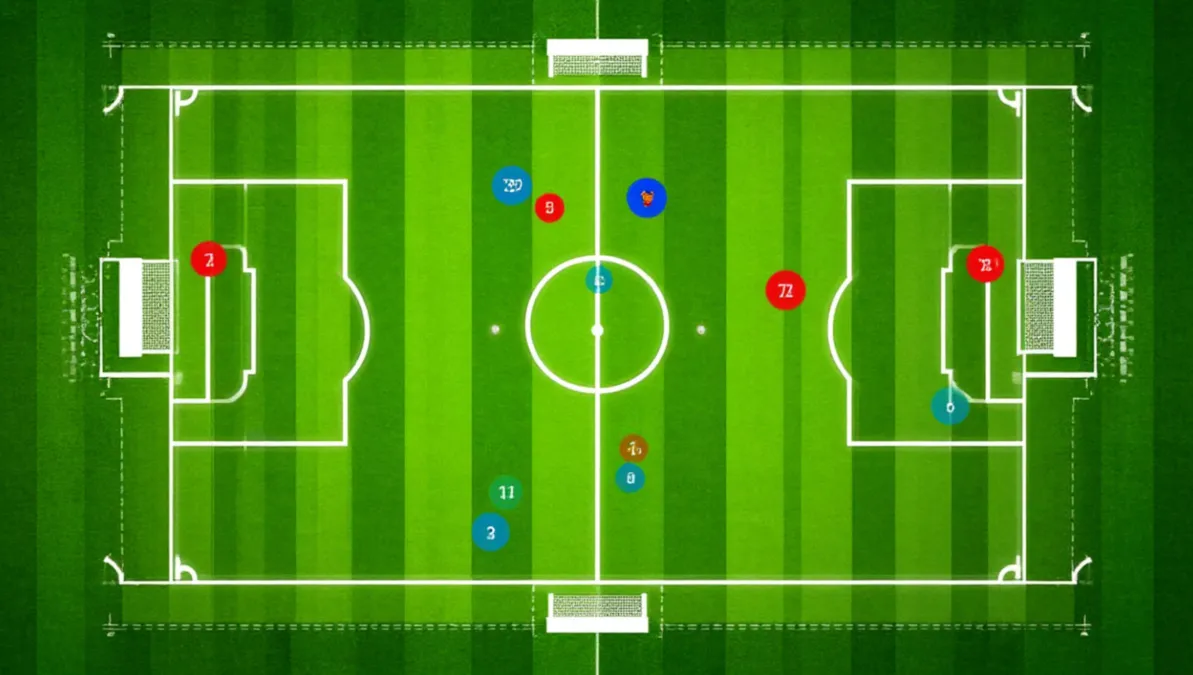 Mapa de tiros de un partido de f&uacute;tbol mostrando ubicaci&oacute;n y valor xG de cada disparo