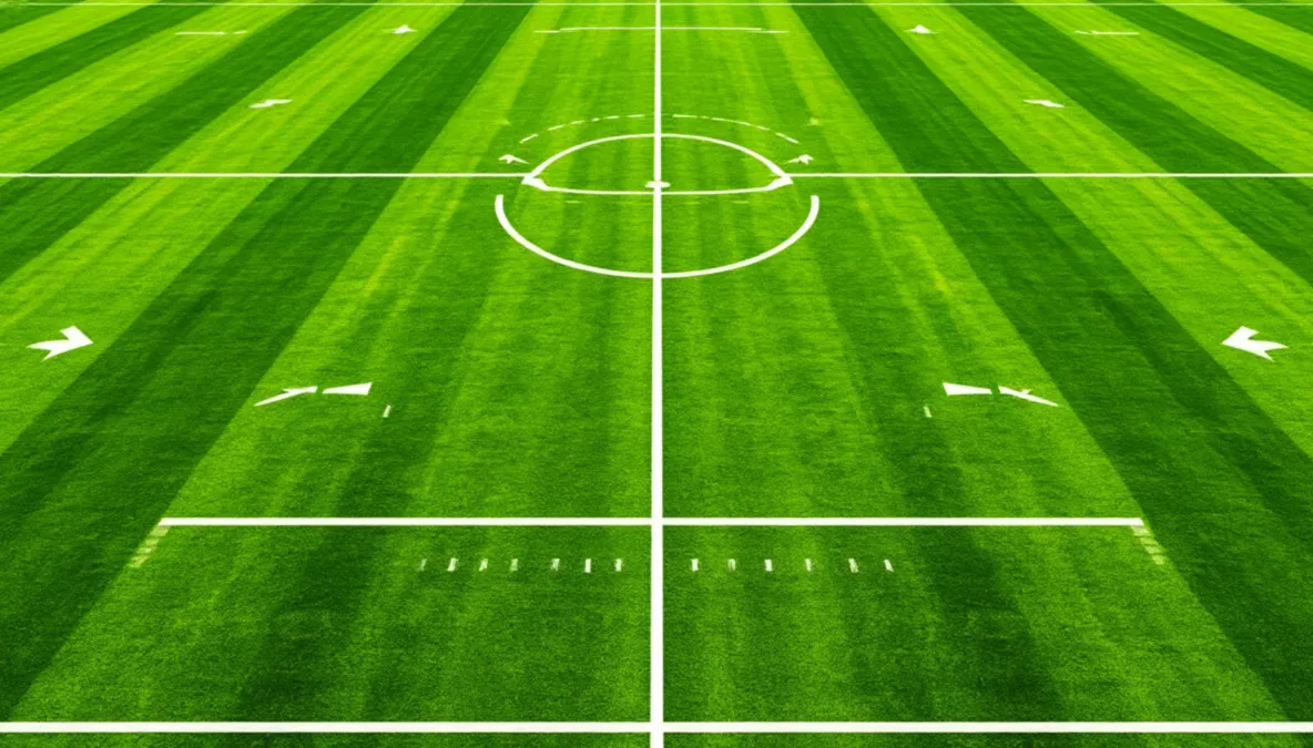 Vista cenital de un campo de f&uacute;tbol con l&iacute;neas que representan pases progresivos