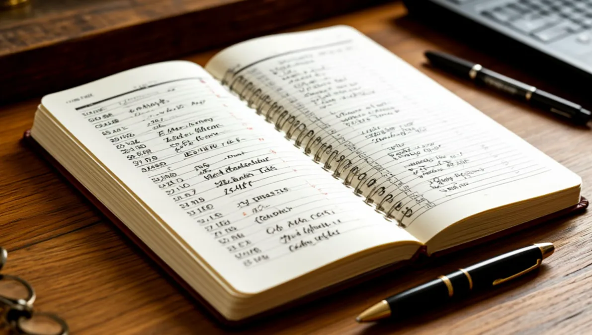 Cuaderno abierto con registro detallado de apuestas y resultados